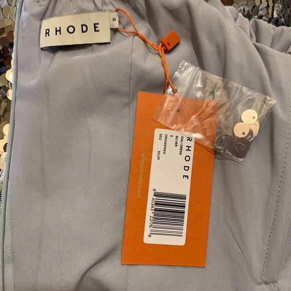 Rhode Silver Sequin Dali Mini Dress Above The Knee Size 0 New With Tags Small - Picture 9 of 9